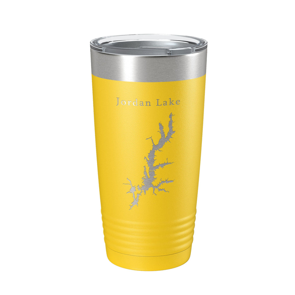 Jordan Lake B. Everett Map Tumbler Travel Mug Insulated Laser Engraved Coffee Cup North Carolina 20 oz