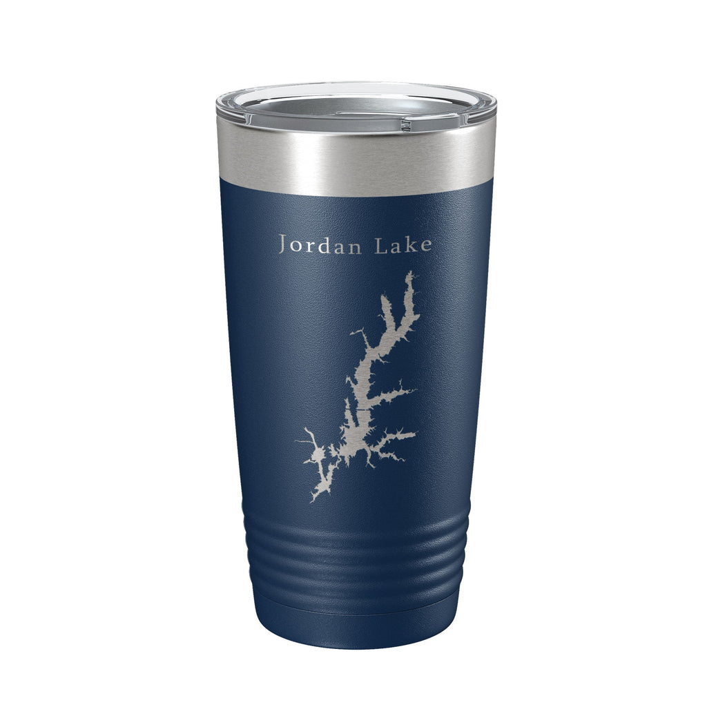 Jordan Lake B. Everett Map Tumbler Travel Mug Insulated Laser Engraved Coffee Cup North Carolina 20 oz
