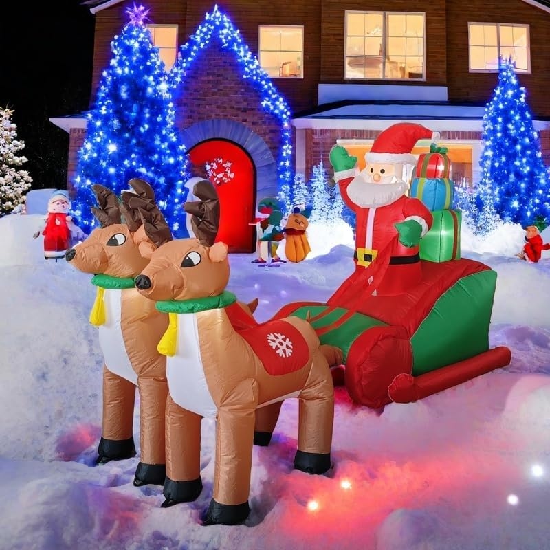 8 FT Christmas Inflatable Santa Outdoor Yard Decoration with LED Lights