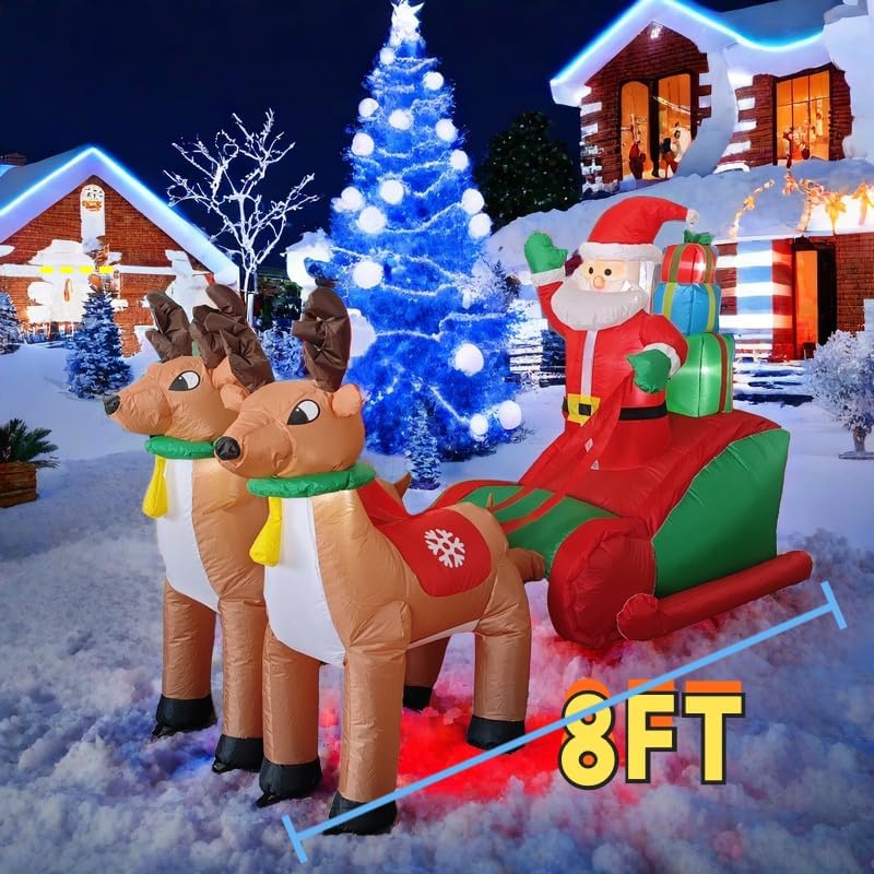 8 FT Christmas Inflatable Santa Outdoor Yard Decoration with LED Lights