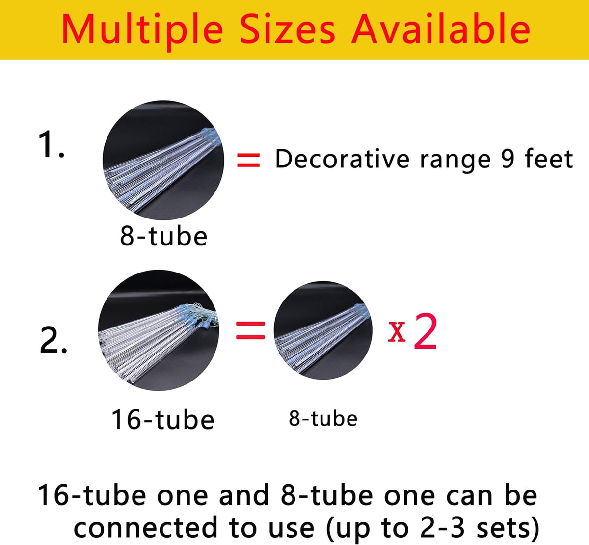 Meteor Shower Icicle Lights Outdoor - 8 Tubes, 192 LEDs, White, UL Plug
