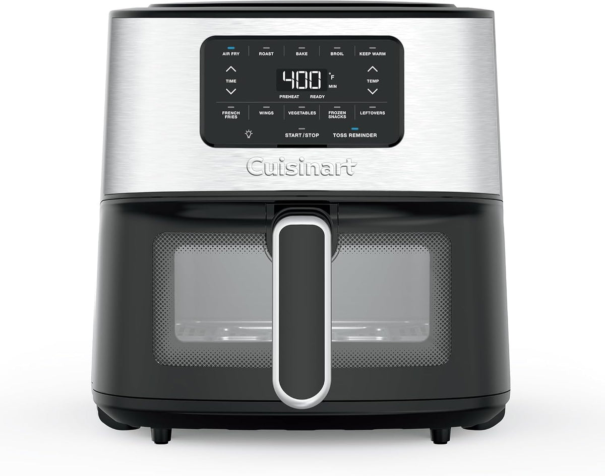 Cuisinart Dual Basket Air Fryer, Two Baskets Totals 11 QT, 4 Function Air Fryer to Air Fry, Roast, Bake & Keep Warm, Features Sync Finish & Settings, Toss Reminder, Automatic Warm Mode & Auto-Pause