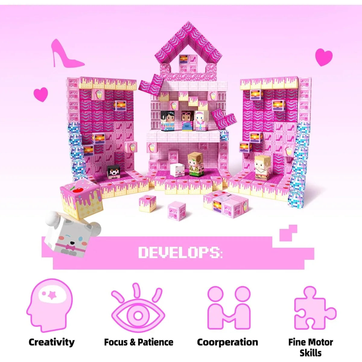 Magnetic Building Blocks Castle & Villa Set – STEM Construction Toy, Ages 3+