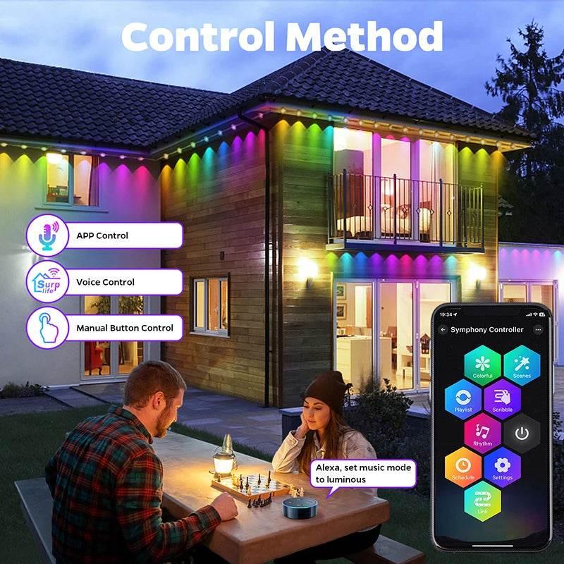 Smart RGBIC Outdoor Lights - Weatherproof, App & Voice Control