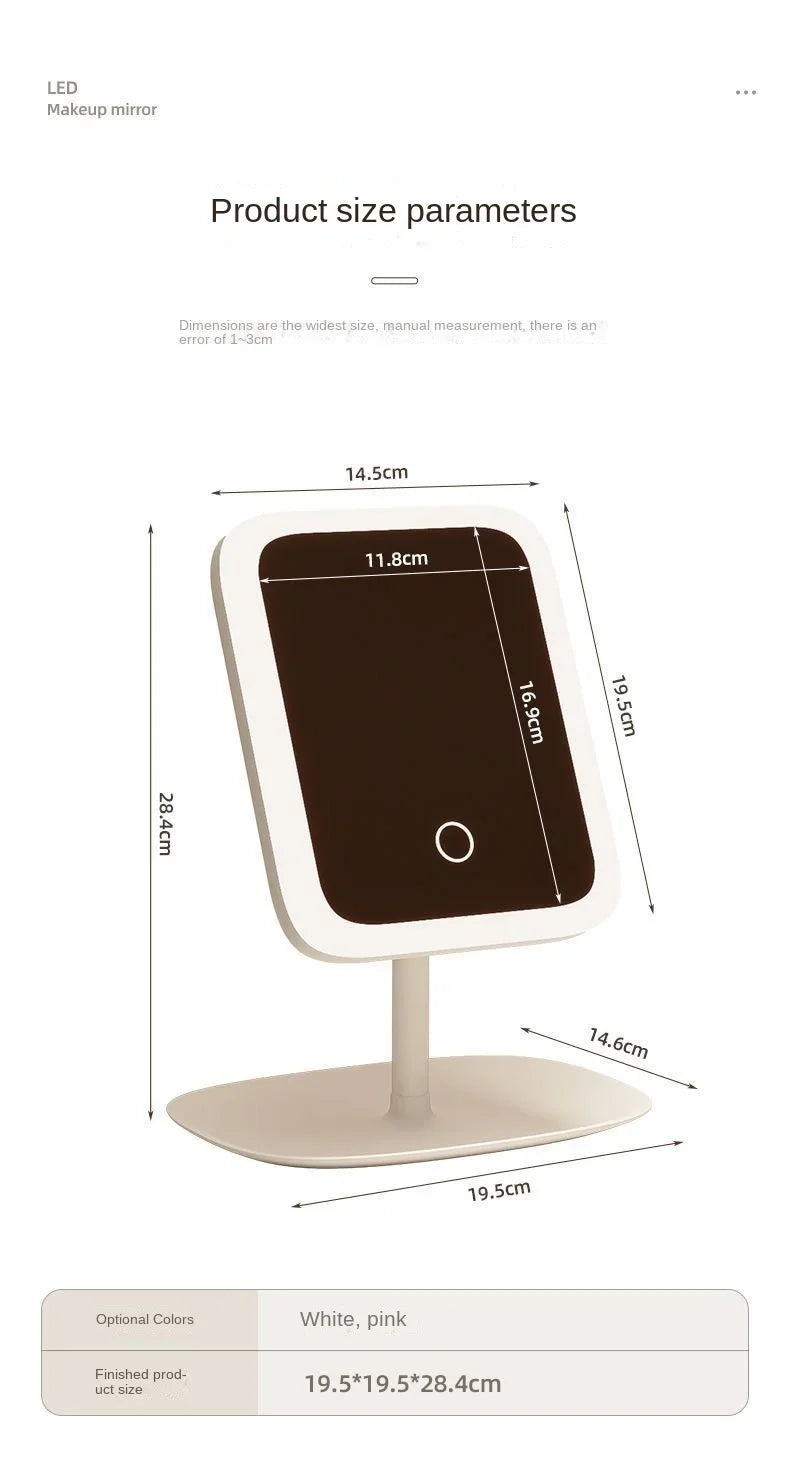 2025 Touch Control Makeup Mirror 3 Colors Dimmable Lights with Rechargeable LED Vanity Mirror for Home Travel Portable Cosmetic